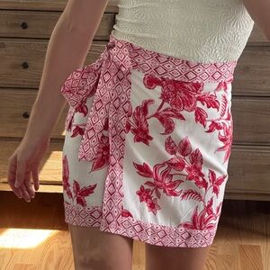 Tropical Red Zara waist tie skirt